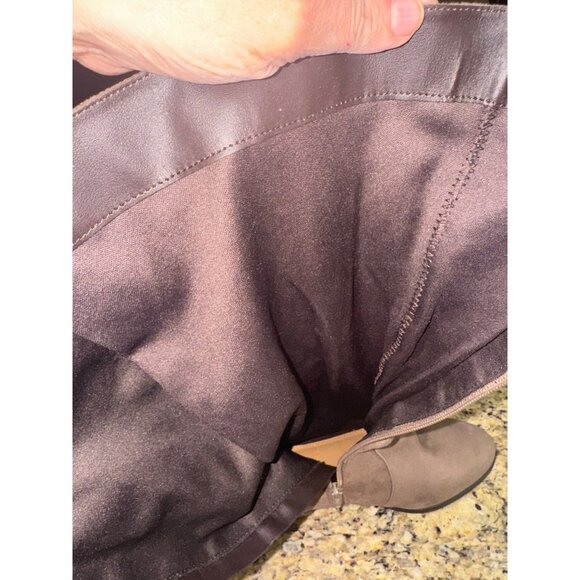 Comfortview Wide Calf Shelly Tall Faux Suede Slouch Boots 8.5 Brown Y2K 90s Boho - Picture 11 of 12